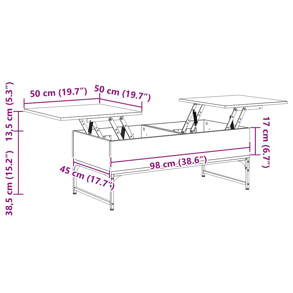 vidaXL Coffee Table Sonoma Oak 100x50x40 cm Engineered Wood and Metal