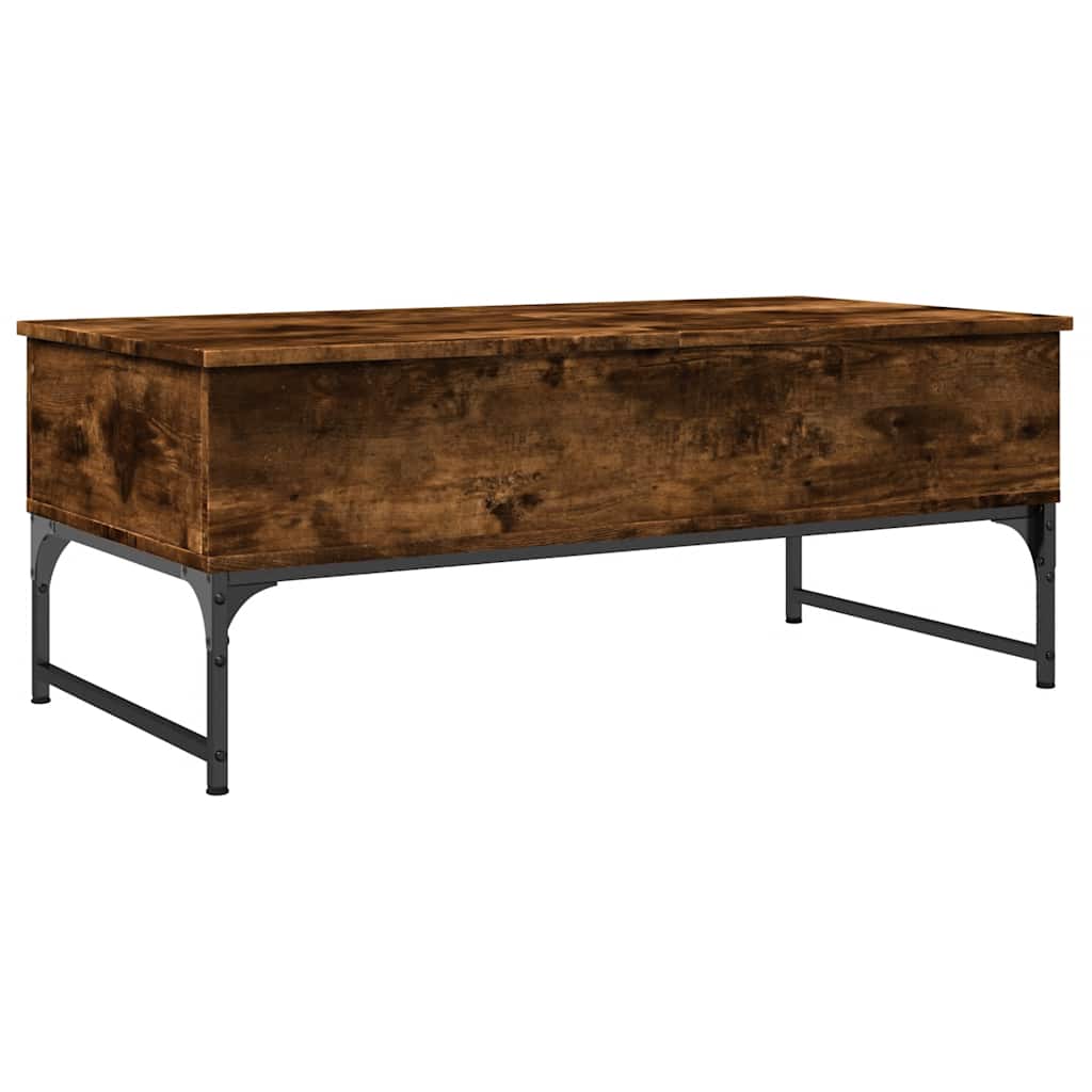 vidaXL Coffee Table Smoked Oak 100x50x40 cm Engineered Wood and Metal