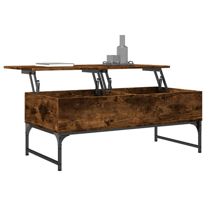vidaXL Coffee Table Smoked Oak 100x50x40 cm Engineered Wood and Metal