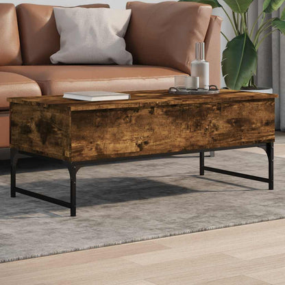 vidaXL Coffee Table Smoked Oak 100x50x40 cm Engineered Wood and Metal