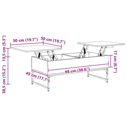 vidaXL Coffee Table Grey Sonoma 100x50x40 cm Engineered Wood and Metal