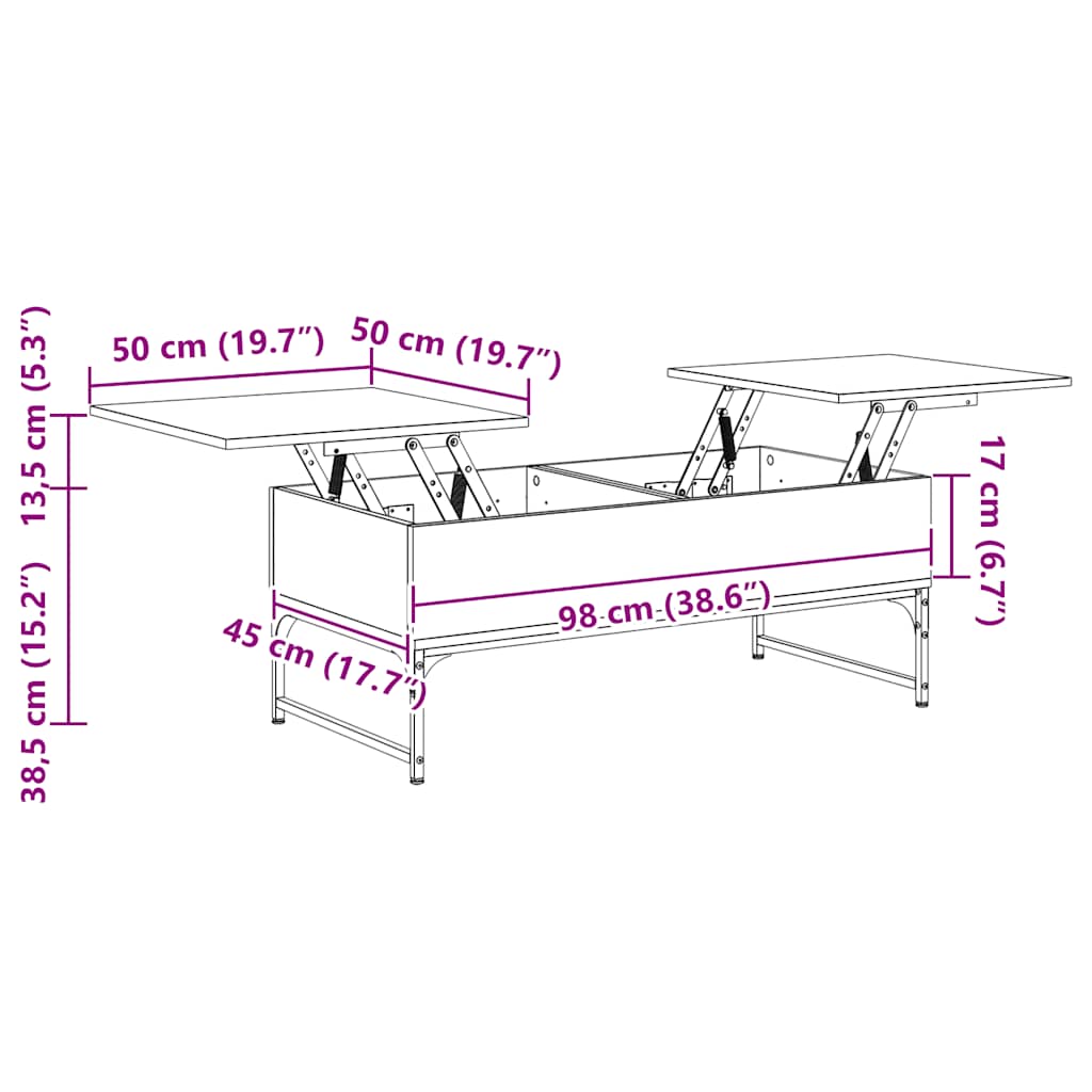 vidaXL Coffee Table Brown Oak 100x50x40 cm Engineered Wood and Metal