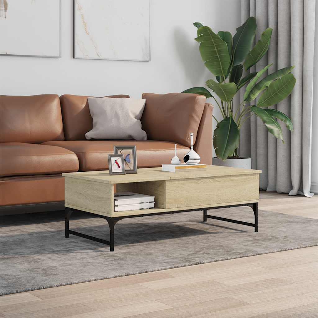 vidaXL Coffee Table Sonoma Oak 100x50x35 cm Engineered Wood and Metal