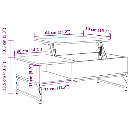 vidaXL Coffee Table Sonoma Oak 100x50x35 cm Engineered Wood and Metal