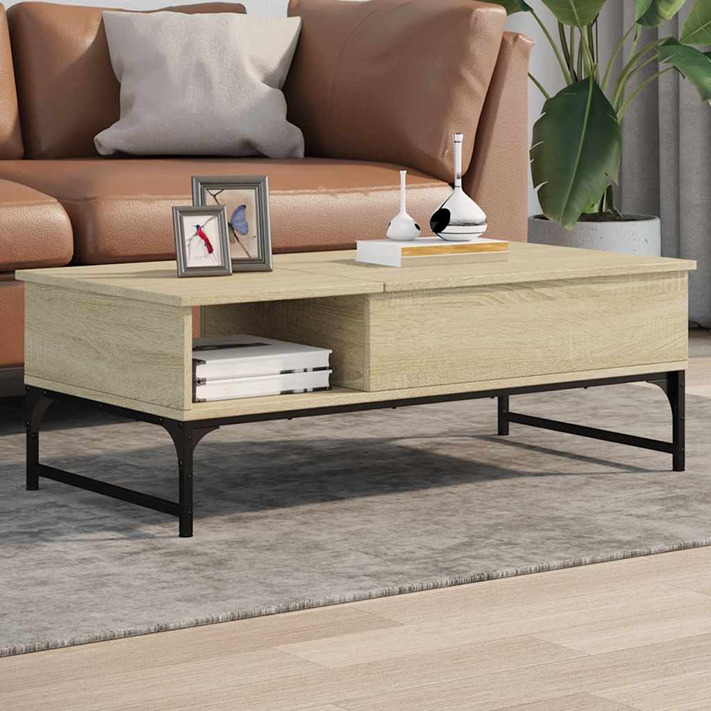 vidaXL Coffee Table Sonoma Oak 100x50x35 cm Engineered Wood and Metal