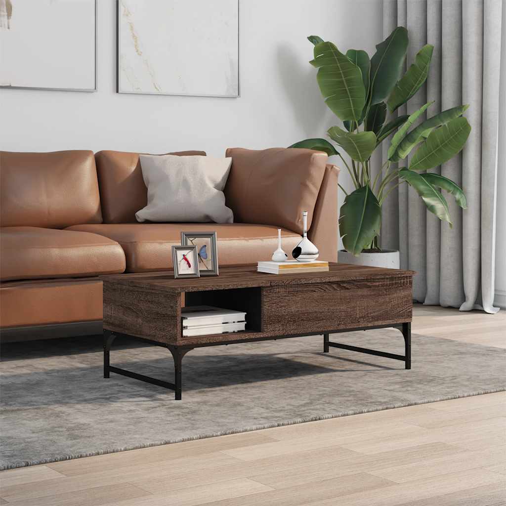 vidaXL Coffee Table Brown Oak 100x50x35 cm Engineered Wood and Metal