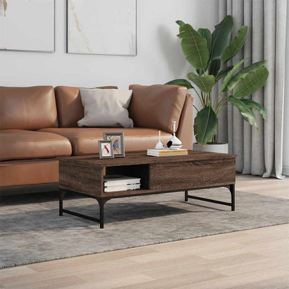 vidaXL Coffee Table Brown Oak 100x50x35 cm Engineered Wood and Metal