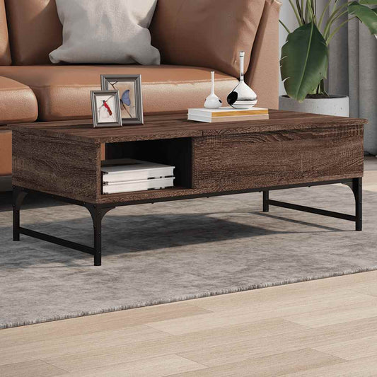 vidaXL Coffee Table Brown Oak 100x50x35 cm Engineered Wood and Metal