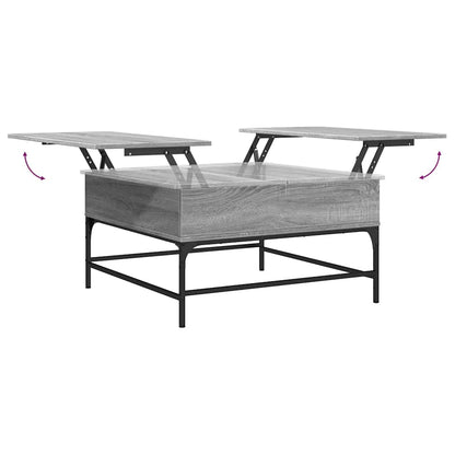 vidaXL Coffee Table Grey Sonoma 80x80x45 cm Engineered Wood and Metal