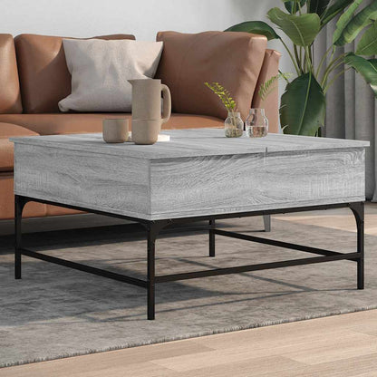 vidaXL Coffee Table Grey Sonoma 80x80x45 cm Engineered Wood and Metal