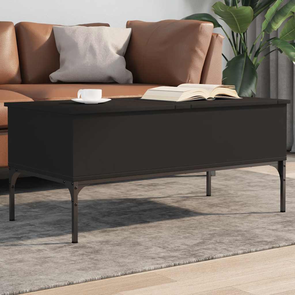 vidaXL Coffee Table Black 100x50x45 cm Engineered Wood and Metal