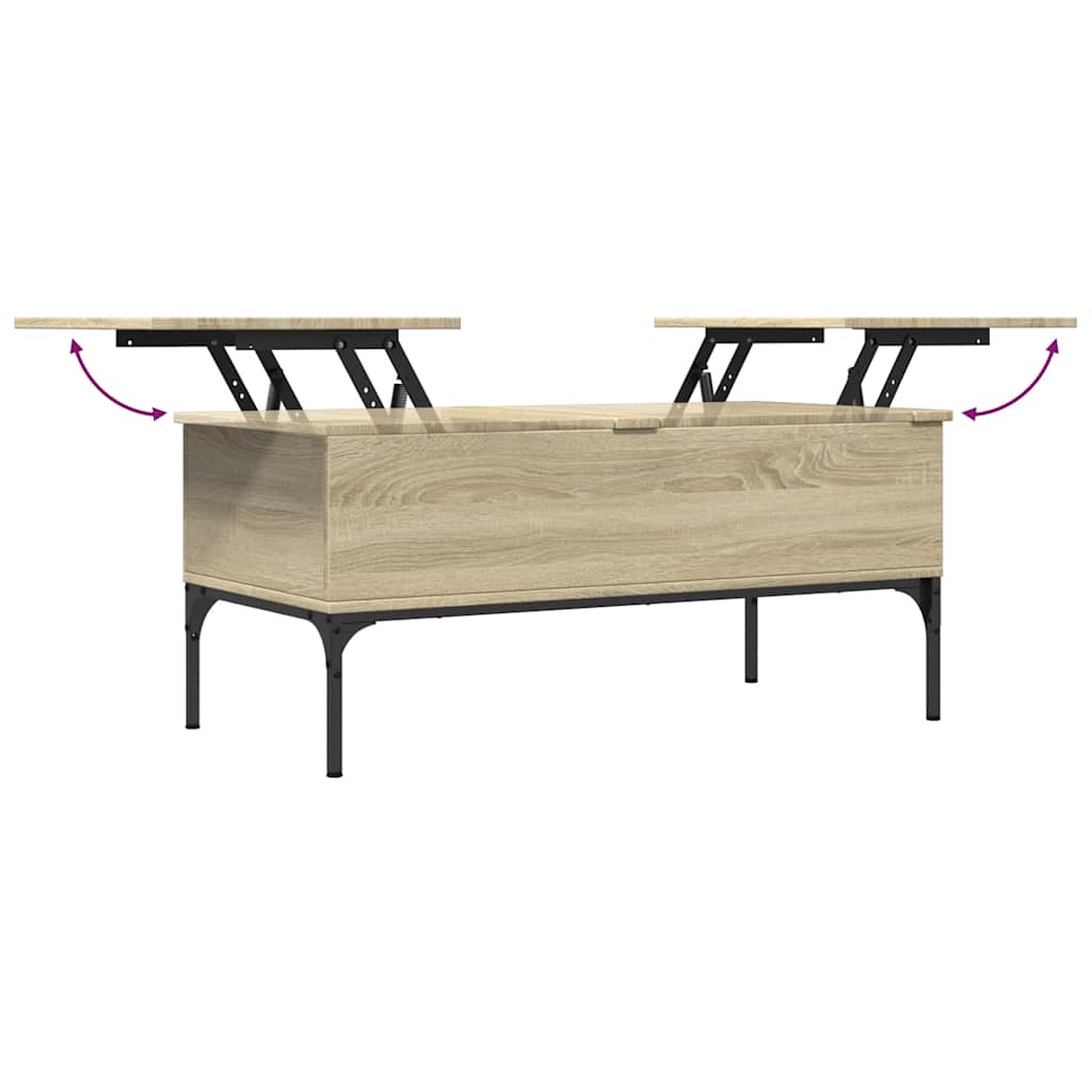 vidaXL Coffee Table Sonoma Oak 100x50x45 cm Engineered Wood and Metal