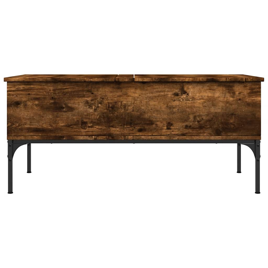 vidaXL Coffee Table Smoked Oak 100x50x45 cm Engineered Wood and Metal