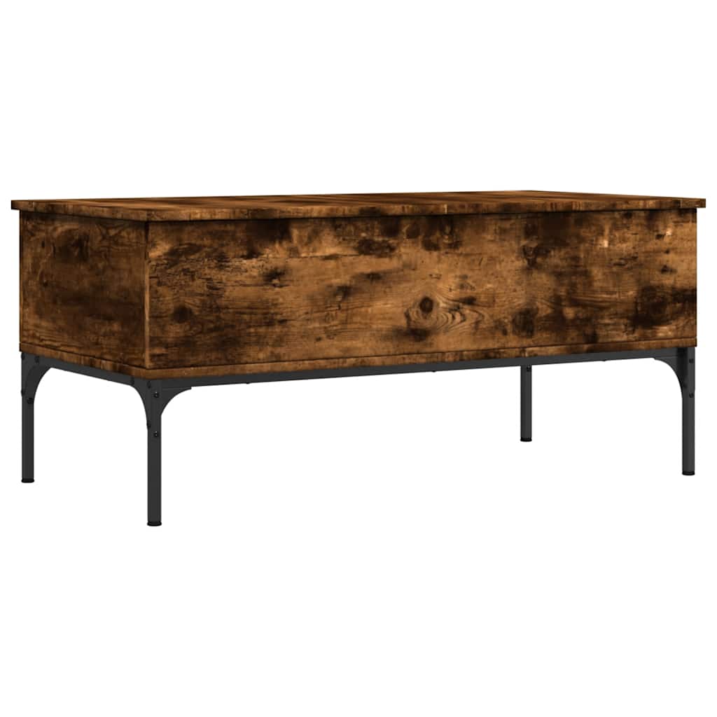 vidaXL Coffee Table Smoked Oak 100x50x45 cm Engineered Wood and Metal