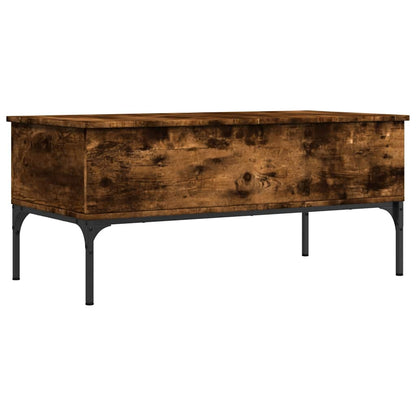 vidaXL Coffee Table Smoked Oak 100x50x45 cm Engineered Wood and Metal