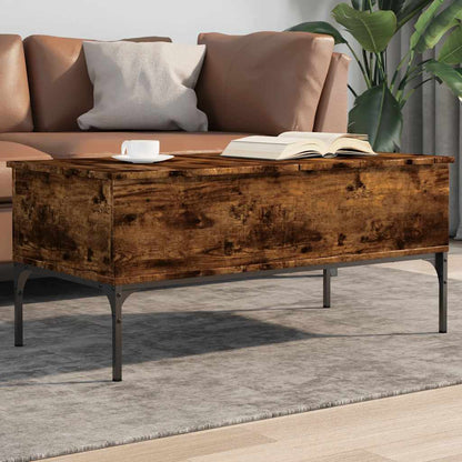 vidaXL Coffee Table Smoked Oak 100x50x45 cm Engineered Wood and Metal