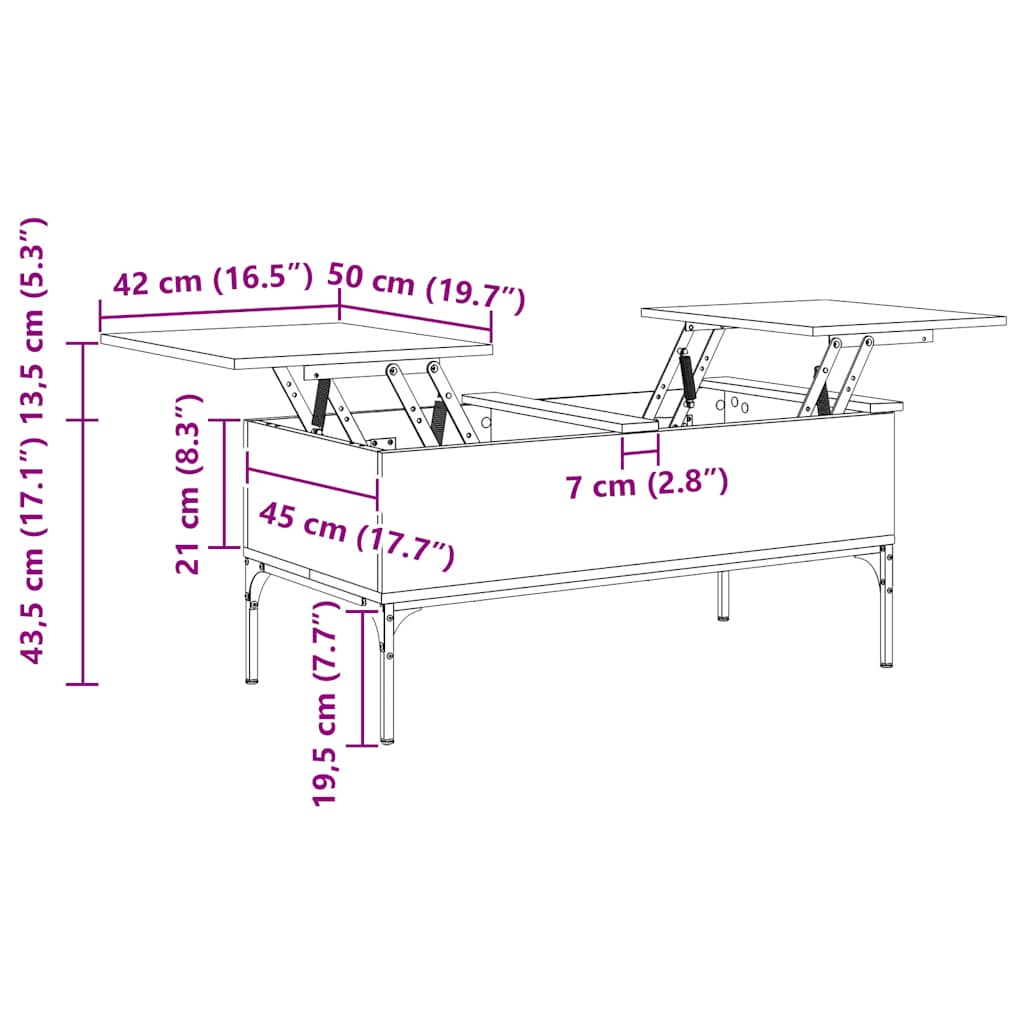 vidaXL Coffee Table Brown Oak 100x50x45 cm Engineered Wood and Metal