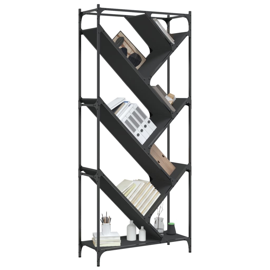 vidaXL Bookcase Black 79x30x180 cm Engineered Wood and Metal