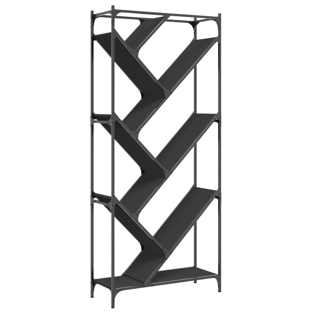 vidaXL Bookcase Black 79x30x180 cm Engineered Wood and Metal