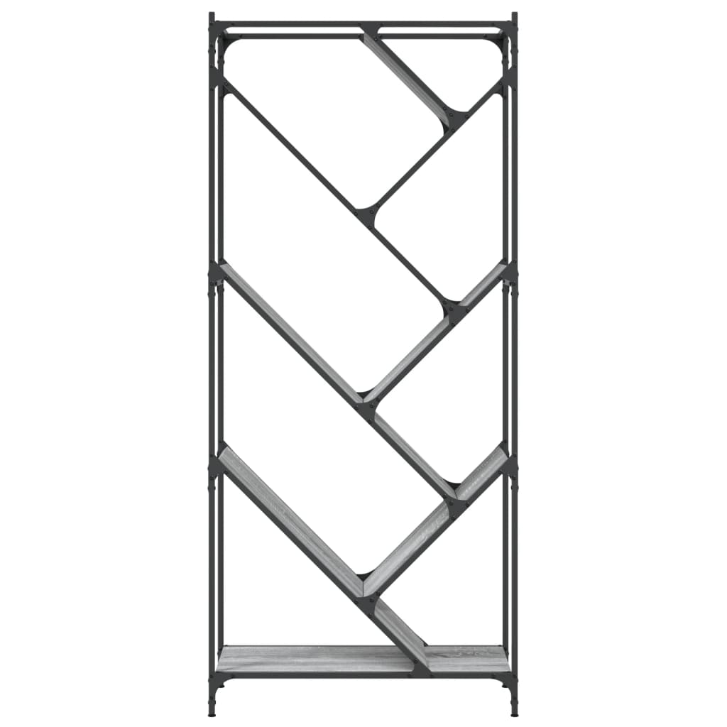 vidaXL Bookcase Grey Sonoma 79x30x180 cm Engineered Wood and Metal