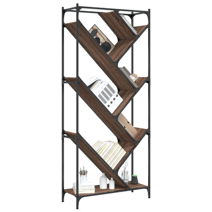 vidaXL Bookcase Brown Oak 79x30x180 cm Engineered Wood and Metal