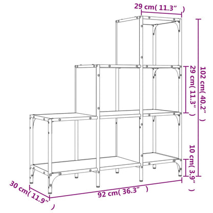vidaXL Bookcase Black 92x30x102 cm Engineered Wood and Metal