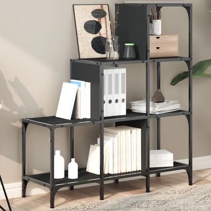 vidaXL Bookcase Black 92x30x102 cm Engineered Wood and Metal