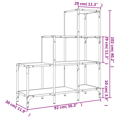 vidaXL Bookcase Grey Sonoma 92x30x102 cm Engineered Wood and Metal