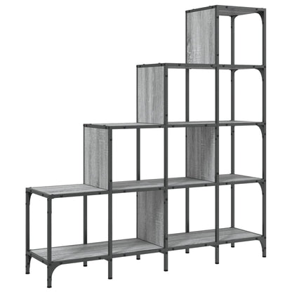 vidaXL Bookcase Grey Sonoma 122x30x132 cm Engineered Wood and Metal