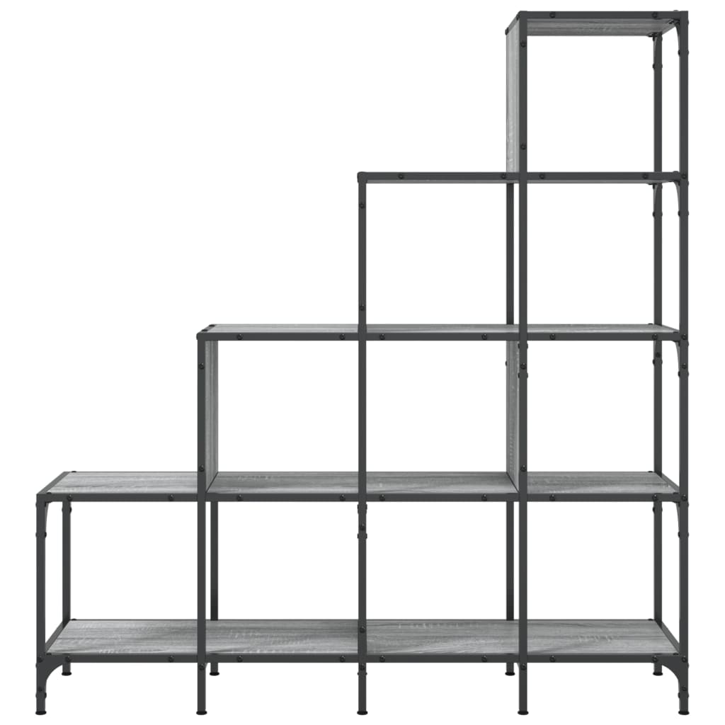 vidaXL Bookcase Grey Sonoma 122x30x132 cm Engineered Wood and Metal