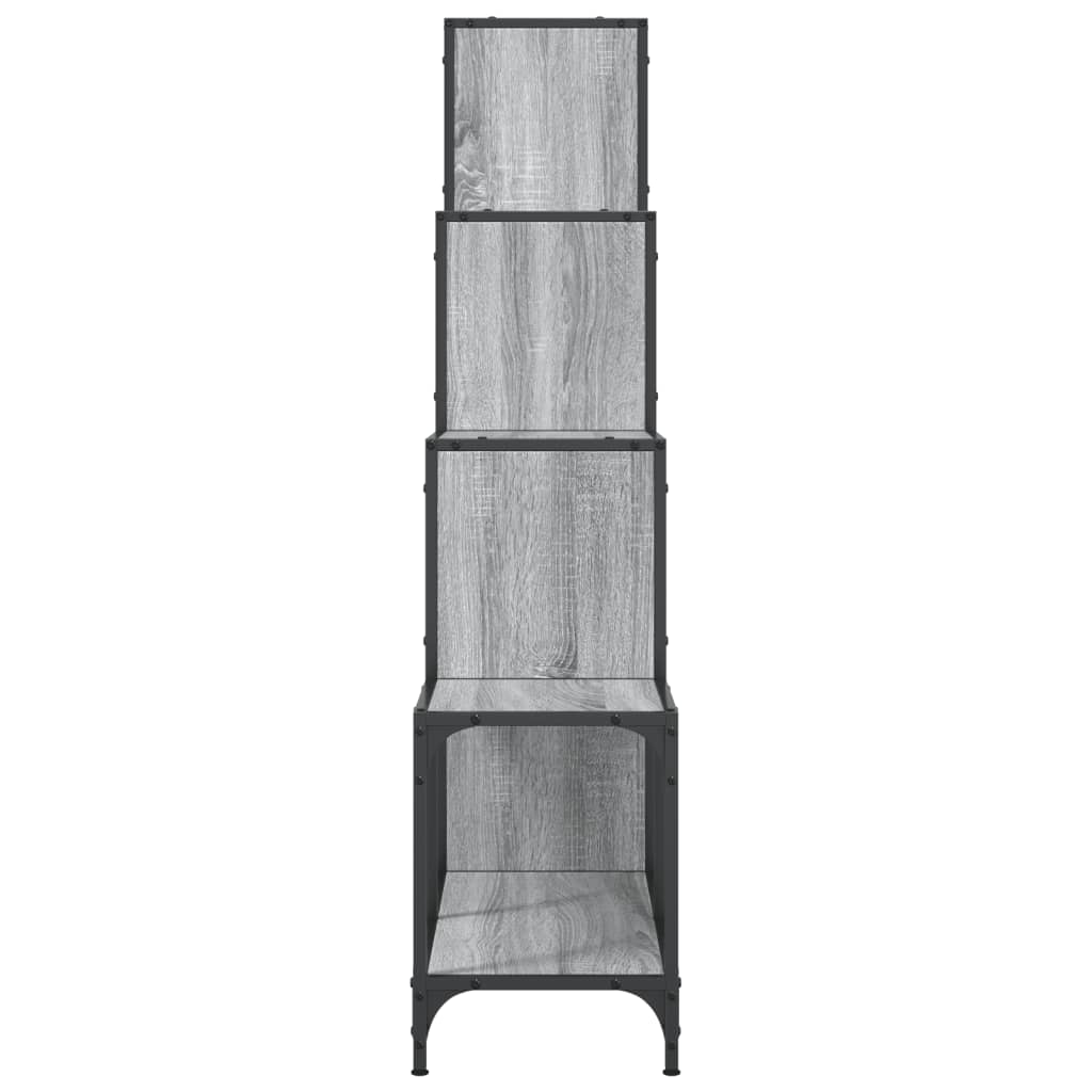 vidaXL Bookcase Grey Sonoma 122x30x132 cm Engineered Wood and Metal