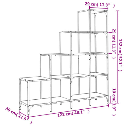 vidaXL Bookcase Grey Sonoma 122x30x132 cm Engineered Wood and Metal