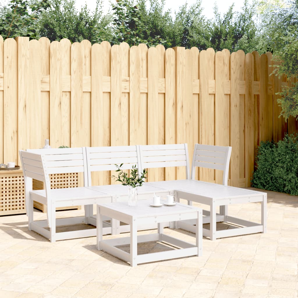 vidaXL Garden Lounge Set | White | Solid Pine Wood | Medium | Modular