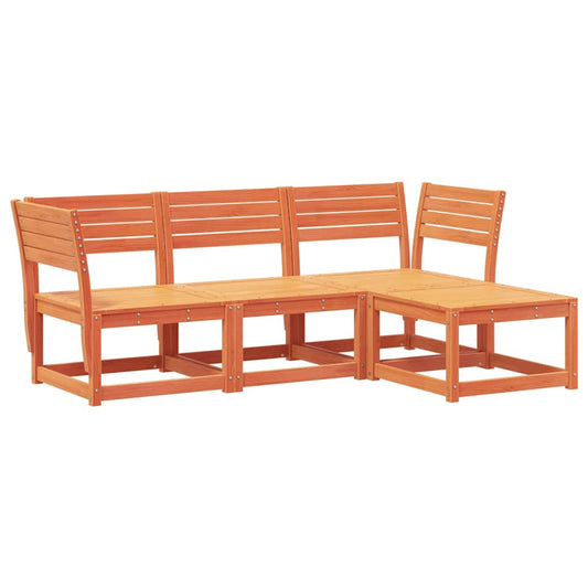 vidaXL 4 Piece Garden Lounge Set Wax Brown Solid Wood Pine
