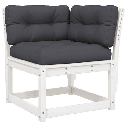 vidaXL 4 Piece Garden Lounge Set with Cushions White Solid Wood Pine