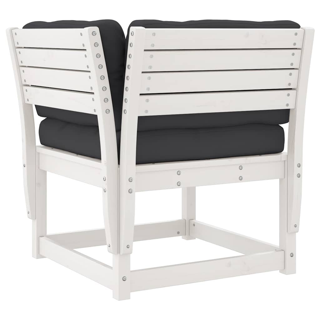 vidaXL 4 Piece Garden Lounge Set with Cushions White Solid Wood Pine