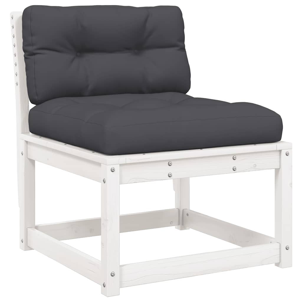 vidaXL 4 Piece Garden Lounge Set with Cushions White Solid Wood Pine