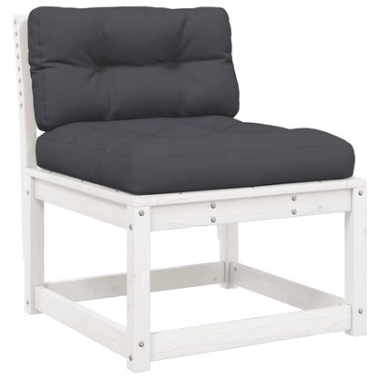 vidaXL 4 Piece Garden Lounge Set with Cushions White Solid Wood Pine