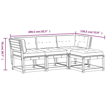 vidaXL 4 Piece Garden Lounge Set with Cushions White Solid Wood Pine