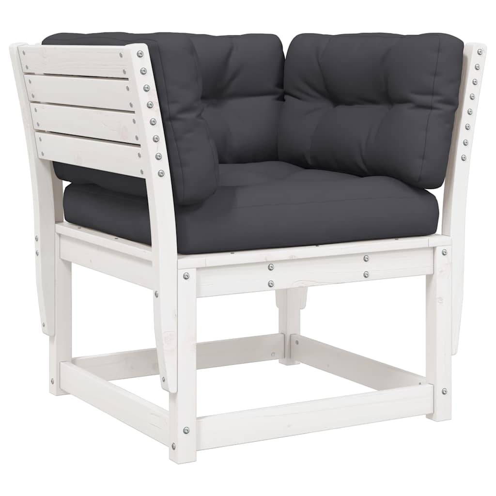 vidaXL 5 Piece Garden Lounge Set with Cushions White Solid Wood Pine