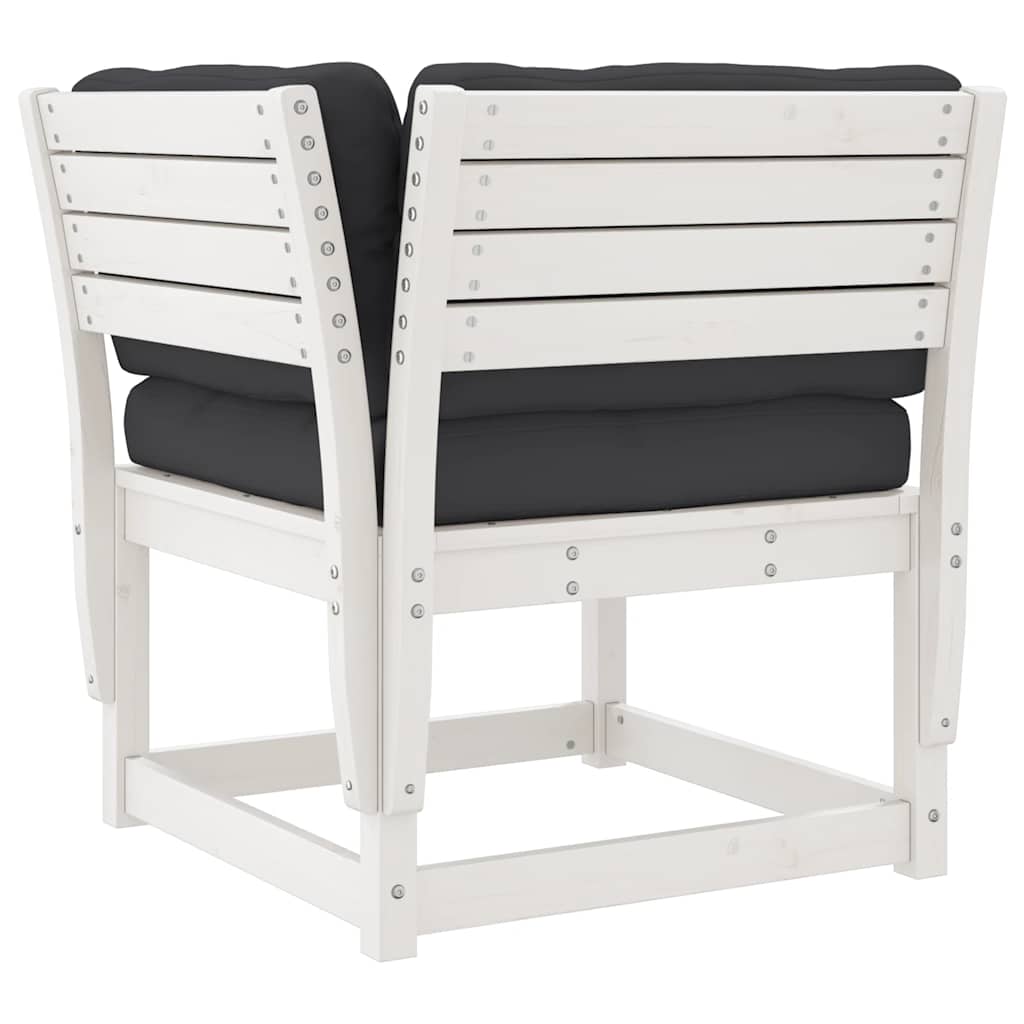 vidaXL 5 Piece Garden Lounge Set with Cushions White Solid Wood Pine