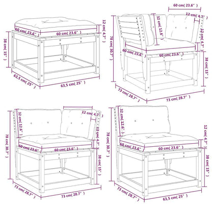 vidaXL 5 Piece Garden Lounge Set with Cushions White Solid Wood Pine