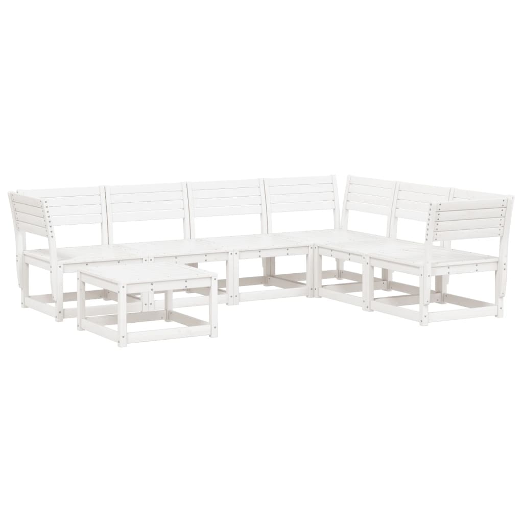 vidaXL Garden Lounge Set | White | Solid pine wood | 7 Piece Set | Modular