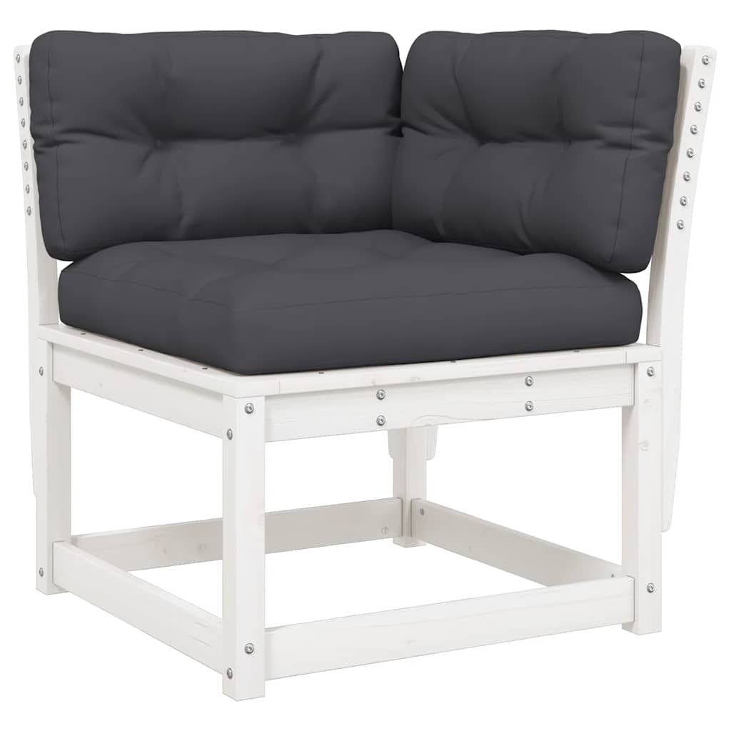 vidaXL 7 Piece Garden Lounge Set with Cushions White Solid Wood Pine