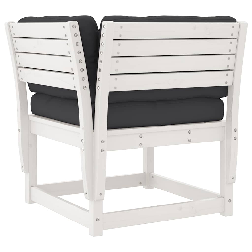 vidaXL 7 Piece Garden Lounge Set with Cushions White Solid Wood Pine