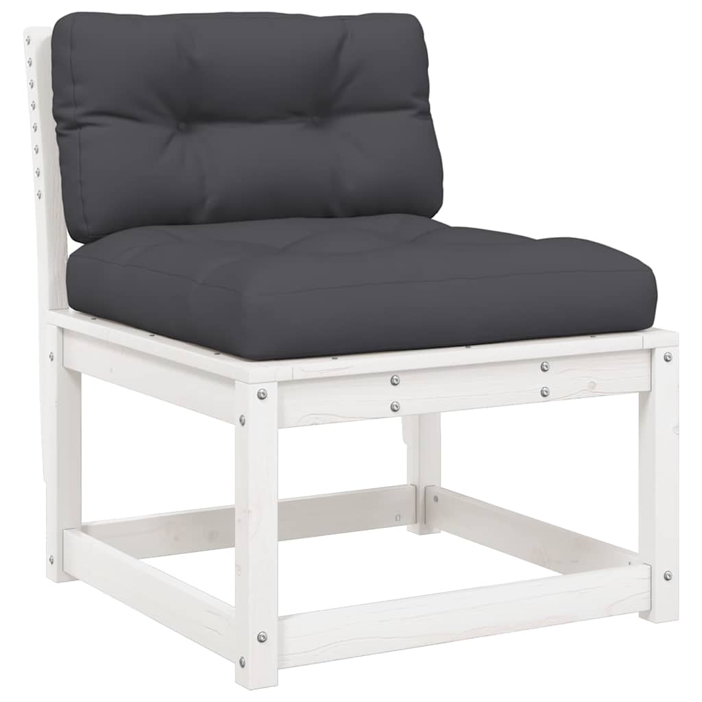vidaXL 7 Piece Garden Lounge Set with Cushions White Solid Wood Pine
