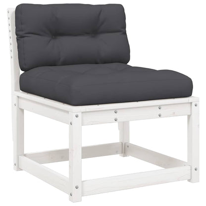 vidaXL 7 Piece Garden Lounge Set with Cushions White Solid Wood Pine