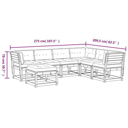 vidaXL 7 Piece Garden Lounge Set with Cushions White Solid Wood Pine