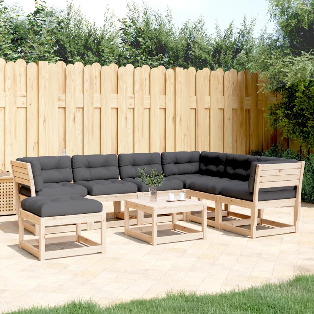 vidaXL 7 Piece Garden Lounge Set with Cushions Solid Wood Pine