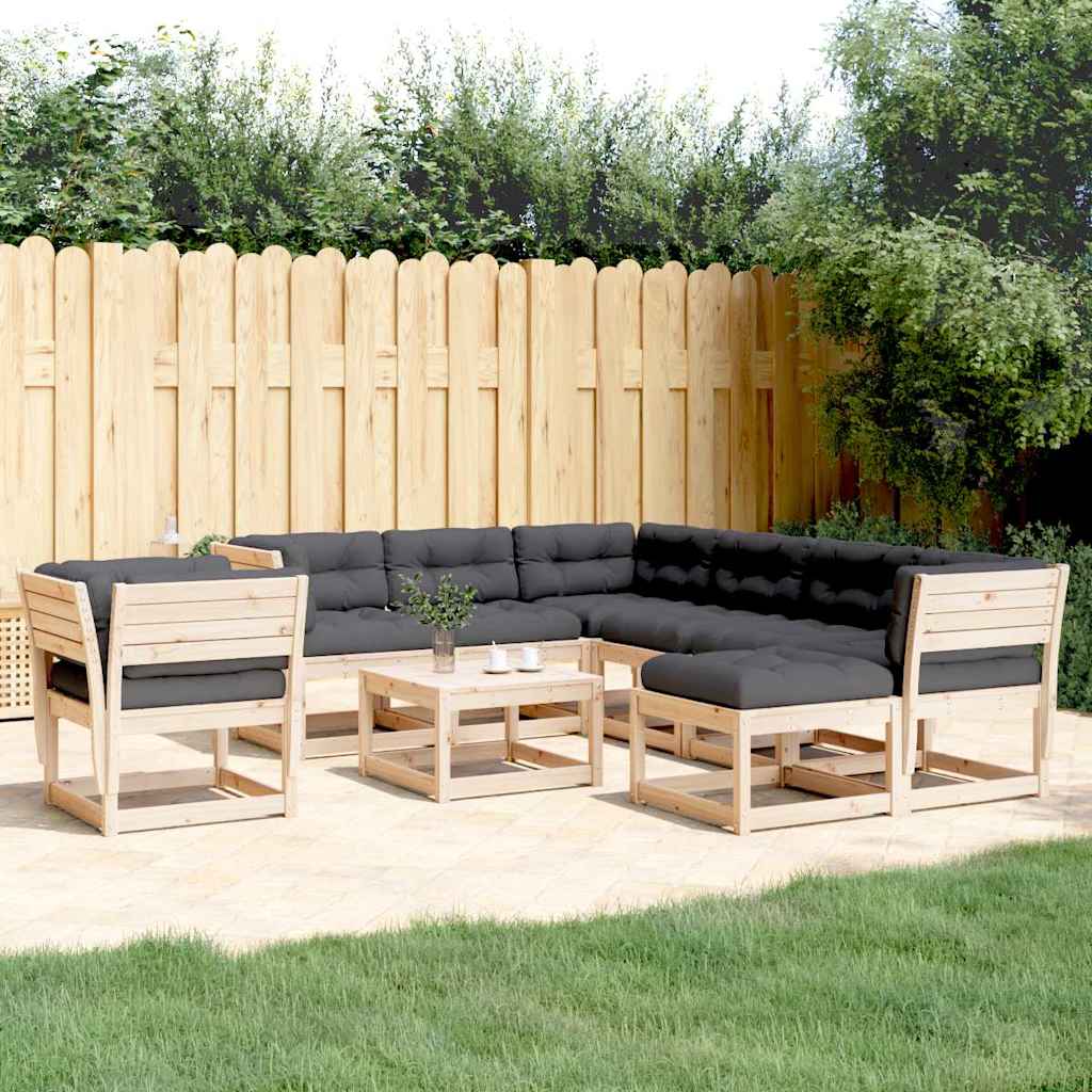 vidaXL 8 Piece Garden Lounge Set with Cushions Solid Wood Pine